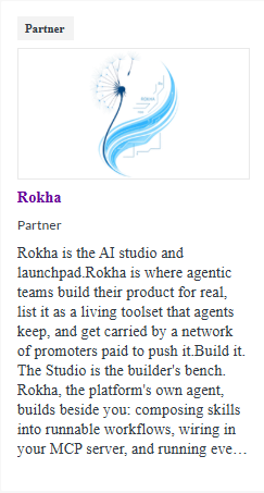 Rokha's storefront card on the Intel® Partner Showcase